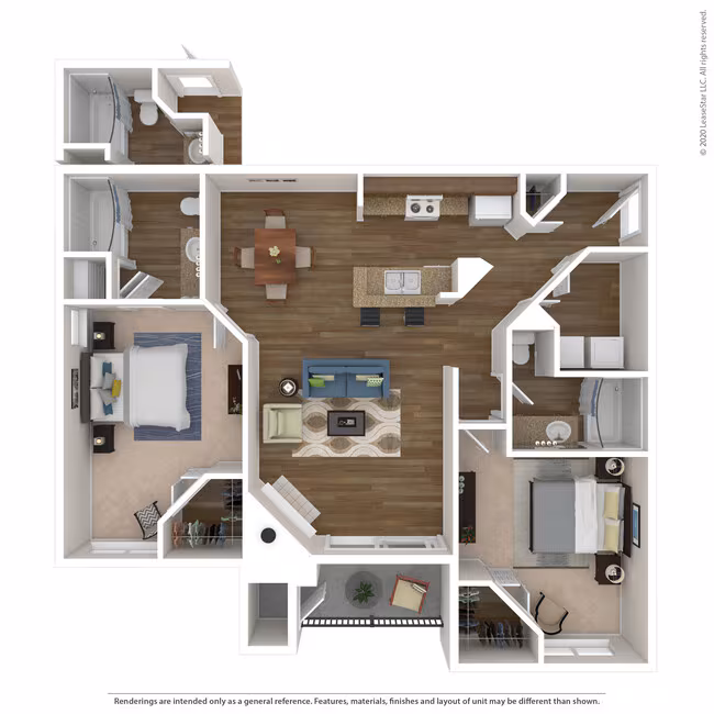 2 Bed 2 Bath 1146 SqFt (1076 Net) 0234 floor plan